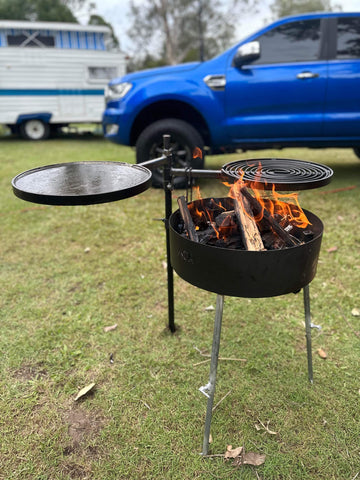 Camping Fire Pit with Swinging Hot Plate & Grill