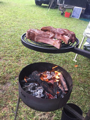 Camping Fire Pit and Swinging BBQ www.aussiecampfirekitchens.com