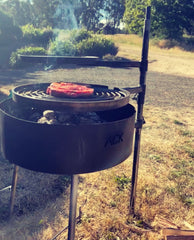 Camping Fire Pit and Swinging BBQ www.aussiecampfirekitchens.com