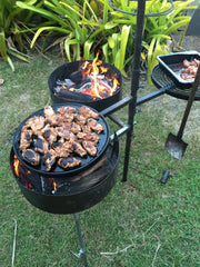 Camping Fire Pit and Swinging BBQ www.aussiecampfirekitchens.com