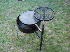 Camping Fire Pit and Swinging BBQ www.aussiecampfirekitchens.com