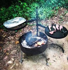 Camping Fire Pit and Swinging BBQ www.aussiecampfirekitchens.co