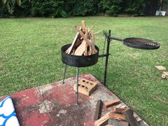 Camping Fire Pit and Swinging BBQ www.aussiecampfirekitchens.com