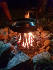 www.aussiecampfirekitchens.com Swinging Hot Plate and Grill with Aussie BBQ Pan Kit